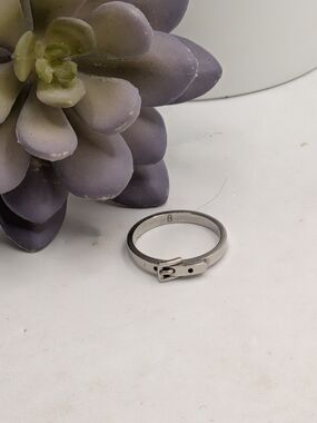 Michael Kors Belt Buckle Ring in Silver - Size 8